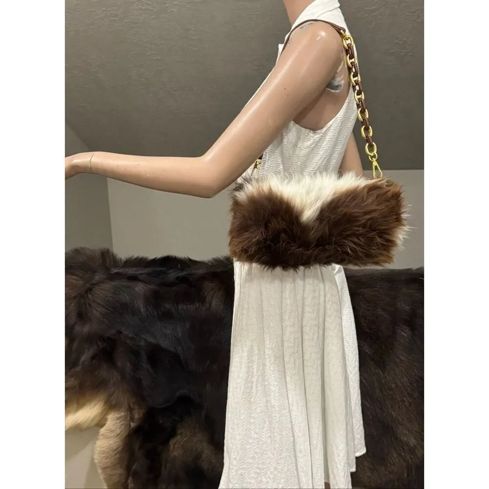 Handmade Real Natural Shearling Leather Barrel Bag/Shoulder Bag/Crossbody